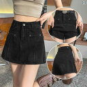 レディース スカート ショートパンツ レディース ブラックデニム ショート スカート 夏 秋用 薄手 2025年 ハイウエスト 小さめ aライン ショーツ アメ...