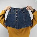 レディース スカート ショートパンツ 2025夏 フラワー 商品 Basha BASHA マルチ ボタン ブルー シンプル スカート パンツ ショート ジーンズ