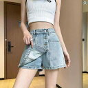 レディース スカート ショートパンツ ブルー ジーンズ スカート レディース ショート パンツ 春夏 伸縮性 ハイウエスト ボタン 付き 露出 防止 aライン