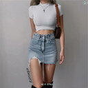 レディース スカート ショートパンツ と アメリカ 不規則な ティア エッジ デニム ショート スカート 夏の 女性用 ハイウエスト ホット ガール aライン ...