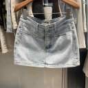 レディース スカート ショートパンツ ホット ガール ローウエスト ライト ブルー ヒップ カバー デニムスカート 2024 春夏 小さい ミニ スカート