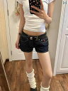 レディース ショートパンツ スカート ダーク ブルーの ホット ガール ローウエスト デニムショートパンツ レディース 夏 セクシー スリムフィット ストレート...