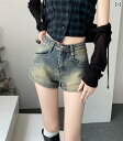 レディース ショートパンツ スカート レトロ ブルー デニムショートパンツ 女性用 春夏 秋冬用 ハイウエスト スリム アメリカン ホット ガール タイト オー...