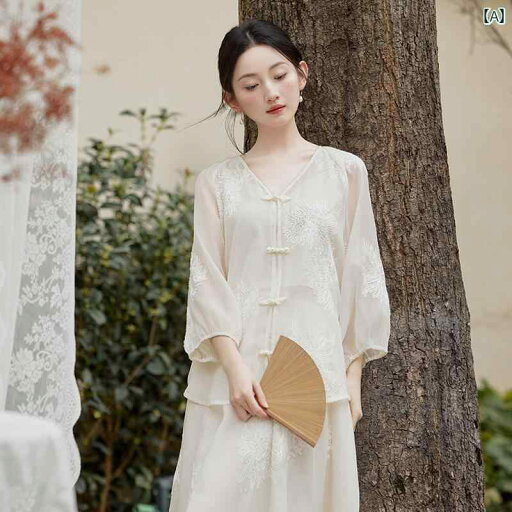 レディース トップス かわいい チャイナ風 婦人服 2024夏の クール 感 ある 仏教 禅茶師服 刺繍入り トップス スカート 衣装 レディース トップス かわいい チャイナ風 婦人服 2024夏の クール 感 ある 仏教 禅茶師服 刺繍入り トップス スカート 衣装