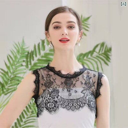 レディース トップス かわいい 韓国 レース ブラウス ラウンドネック ショート フェイク カラー レディース 服 ノースリーブ ボトムス 多機能 レディース トップス かわいい 韓国 レース ブラウス ラウンドネック ショート フェイク カラー レディース 服 ノースリーブ ボトムス 多機能
