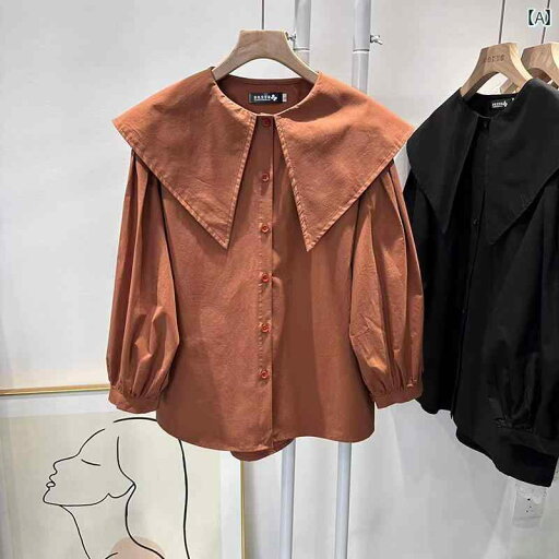 レディース トップス オシャレ 春 春秋 レンガ 色の 黒の 大きい 襟の 尖った ゆったり レディース シャツ 大きいサイズ 長袖 レディース トップス オシャレ 春 春秋 レンガ 色の 黒の 大きい 襟の 尖った ゆったり レディース シャツ 大きいサイズ 長袖