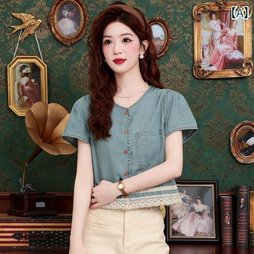 レディース トップス オシャレ 春 杭 州 高級 シルク シャツ レディース デニム小 夏 半袖 桑 絹 トップ レディース トップス オシャレ 春 杭 州 高級 シルク シャツ レディース デニム小 夏 半袖 桑 絹 トップ
