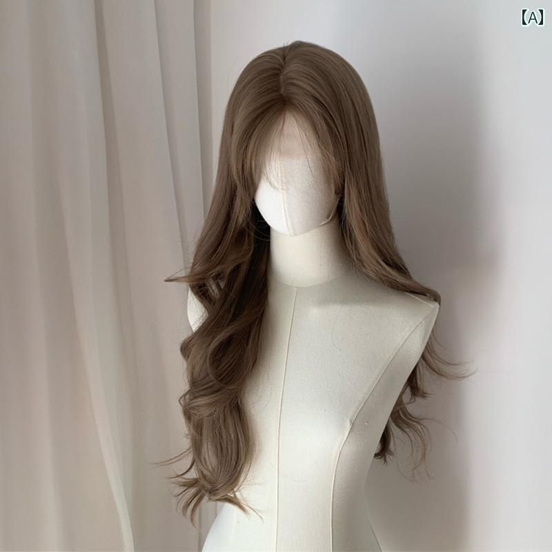 ウィッグ ロング ロングヘア ユーエン 亜 麻 グレーブラウン ウィッグ 女性用 フル ヘッド ピース 額 ..