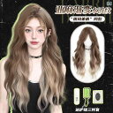 ウィッグ ロング ロングヘア 女性用 ウィッグ ロング ヘア フル ヘッド セット ウォーター リップル カール デイリーウェア ナチュラル スイート リネン ...