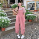 マタニティ ハイウエスト パンツ 妊婦 ピンク オーバー オール レディース 夏 薄手 大きいサイズ カジュアル 老化 防止 ストライプ Tシャツ パンツ ツー...