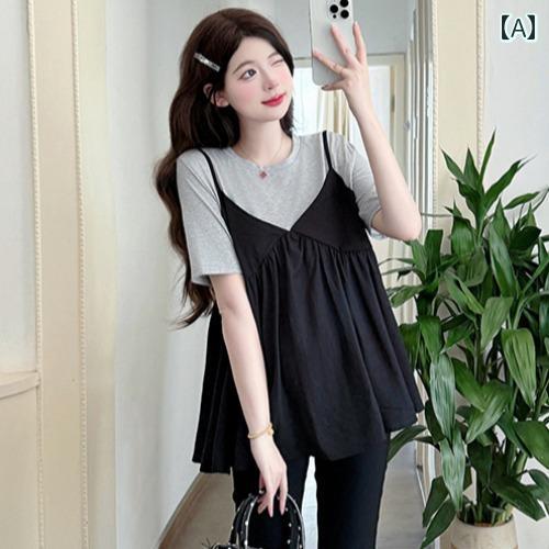 マタニティワンピース マタニティウエア マタニティ服 妊婦用 サマー スーツ ゆったり 半袖 Tシャツ お腹を 隠せる 妊娠 トップス 小さい ベビー シャツ 夏用 フェイク ツーピース マタニティワンピース マタニティウエア マタニティ服 妊婦用 サマー スーツ ゆったり 半袖 Tシャツ お腹を 隠せる 妊娠 トップス 小さい ベビー シャツ 夏用 フェイク ツーピース