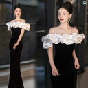 パーティードレス ロングワンピース ドレス 気品が あり エレガントな 黒の ディナー 誕生日 大人 ホスト ドレス 花嫁の 婚約 ウェディングドレス L サイ...