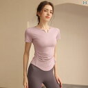 ヨガウェア トップス レディース スポーツ ヨガ ウェア トップス レディース 半袖 Tシャツ スリミング ピラティス ランニング トレーニング タイト 速乾 ...