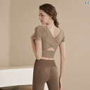 ヨガウェア トップス レディース 夏の レディース 美しい 背中の ヨガの 服の トップス 高級 フィットネスウェア ピラティス スポーツ スーツ 胸 パッド ...