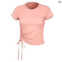 ヨガウェア ヨガパンツ ヨガ 速乾 Tシャツ レディース 半袖 ダンス スポーツ スリム トップ ランニング 巾着 魅惑的 フィットネス ヨガ 服 トレーニング...