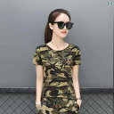 迷彩 カモ柄 パンツ 迷彩 服 レディース 半袖 夏 ゆったり 韓国 綿 Tシャツ アウトドア レジャー スクエアダンス パフォーマンス 長袖 春秋