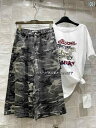 迷彩 カモ柄 パンツ アメリカン レトロ 迷彩 デニム クロップドパンツ 2025 メンズ レディース 夏 ワイド レッグ ワークウェア ミドル 丈 パンツ