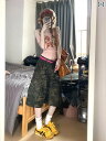 迷彩 カモ柄 パンツ 大きいサイズ ストリート シルエット 迷彩 マルチ ポケット デニムオーバーオール レディース 夏 ハイウエスト スリム ワイド レッグ ...