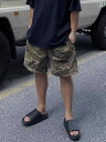 迷彩 カモ柄 パンツ 太めの メンズ 大きいサイズ ゆったり アメリカン レトロ 迷彩 ショート パンツ 夏用 薄手 ストリート 風 5点 アウトドアウェア