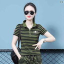 迷彩 カモ柄 ファッション 服 迷彩 スーツ レディース 夏 スタイル ファッション スタンドカラー 半袖 Tシャツ 綿 カジュアル 薄手 スポーツ 通気性 ト...