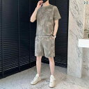 迷彩 カモ柄 ファッション 服 夏の 迷彩 半袖 Tシャツ ショート パンツ カジュアル スポーツ スーツ メンズ 服 ローグとの セット