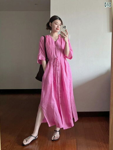 レディース トップス シャツ 撤退 婦人服 カウンター 綿 麻 細 ベルト シャツ カーディガン ラミー ワンピース 夏 フレンチ Vネック ロング スカート レディース トップス シャツ 撤退 婦人服 カウンター 綿 麻 細 ベルト シャツ カーディガン ラミー ワンピース 夏 フレンチ Vネック ロング スカート