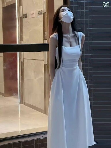ワンピース ロング マキシ丈 女性用 ホワイト サスペンダー ドレス 夏の ティーブレイク フランス 風 お姫様 スタイル ハイエンド ウエスト aライン ノースリーブロング スカート ワンピース ロング マキシ丈 女性用 ホワイト サスペンダー ドレス 夏の ティーブレイク フランス 風 お姫様 スタイル ハイエンド ウエスト aライン ノースリーブロング スカート