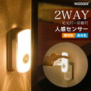 2個ご購入で送料無料 停電対策 人感センサーライト LED 懐中電灯 wasser 充電式 ナイトライト 非常灯 足元灯 フットライト led 人感センサー 照明 足元 センサーライト 屋内 室内 プラグ式 玄関 寝室 廊下 避難グッズ 地震対策 電球色 昼光色