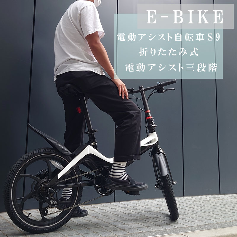 E-Bike 電動アシスト自転車 電動自転車 S9 ホワイト 折り畳み 軽量 省エネ 小型 20インチ ディスクブレ..