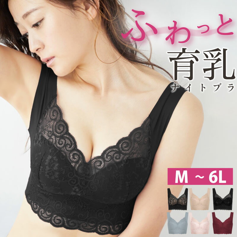 【50円クーポンあり】ナイトブラ 育乳 カップ付き バストアップ 授乳ブラ M～6L 夜寄るブラ 育乳ブラ シームレス バストアップブラ ブラジャー 下着 夜用 ノンワイヤー マタニティ レース 補正ブラ 寝るとき 夜ブラ おやすみブラ ノンワイヤーブラ 母の日