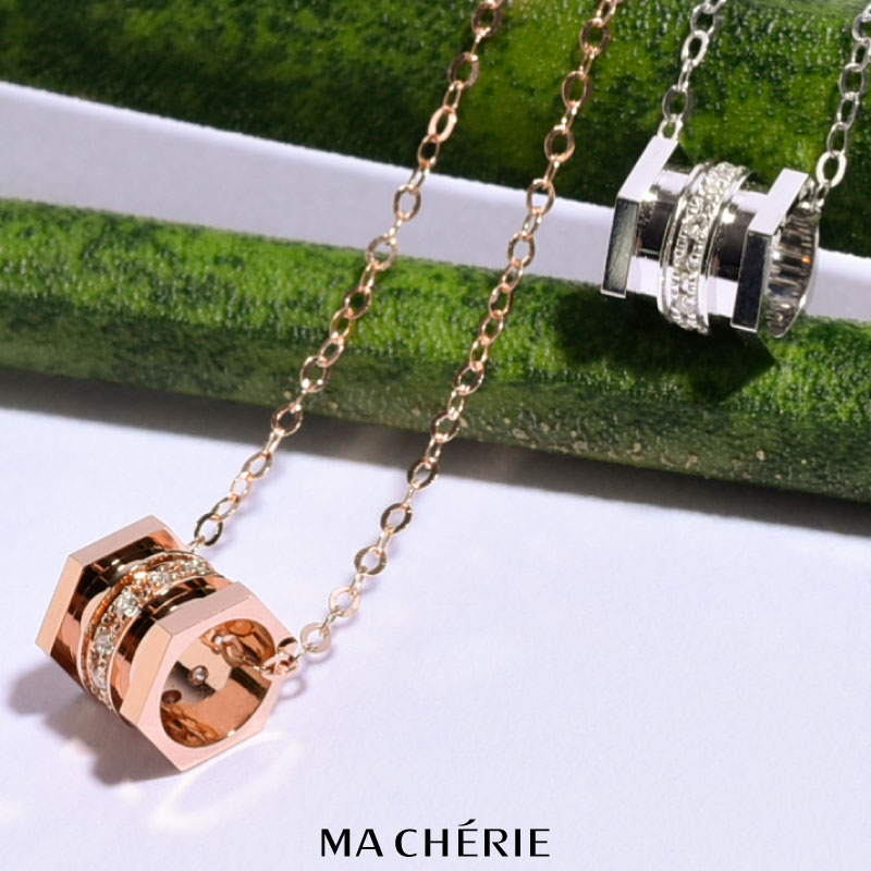 MA CHERIE マシェリ ネックレス レディース 天然 ダイヤモンド ネックレス K18 Au750 / 0.036ct 刻印あり 白金 ホワイト ゴールド ピンクゴールド ギフト 彼女 クリスマス プレゼント 誕生日 母の日