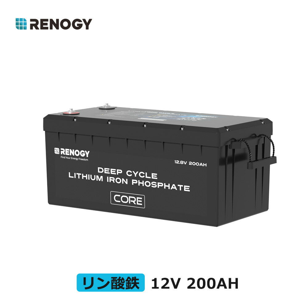 「時間限定15 OFF」RENOGY リン酸鉄 リチウムイオンバッテリー 12v 200ah リチウム電池 軽量 RV キャンピング バックアップ電源 ソーラー電源 LiFePO4 オフグリッド ディープサイクル 地震 防災 停電対策 サブバッテリー 車中泊