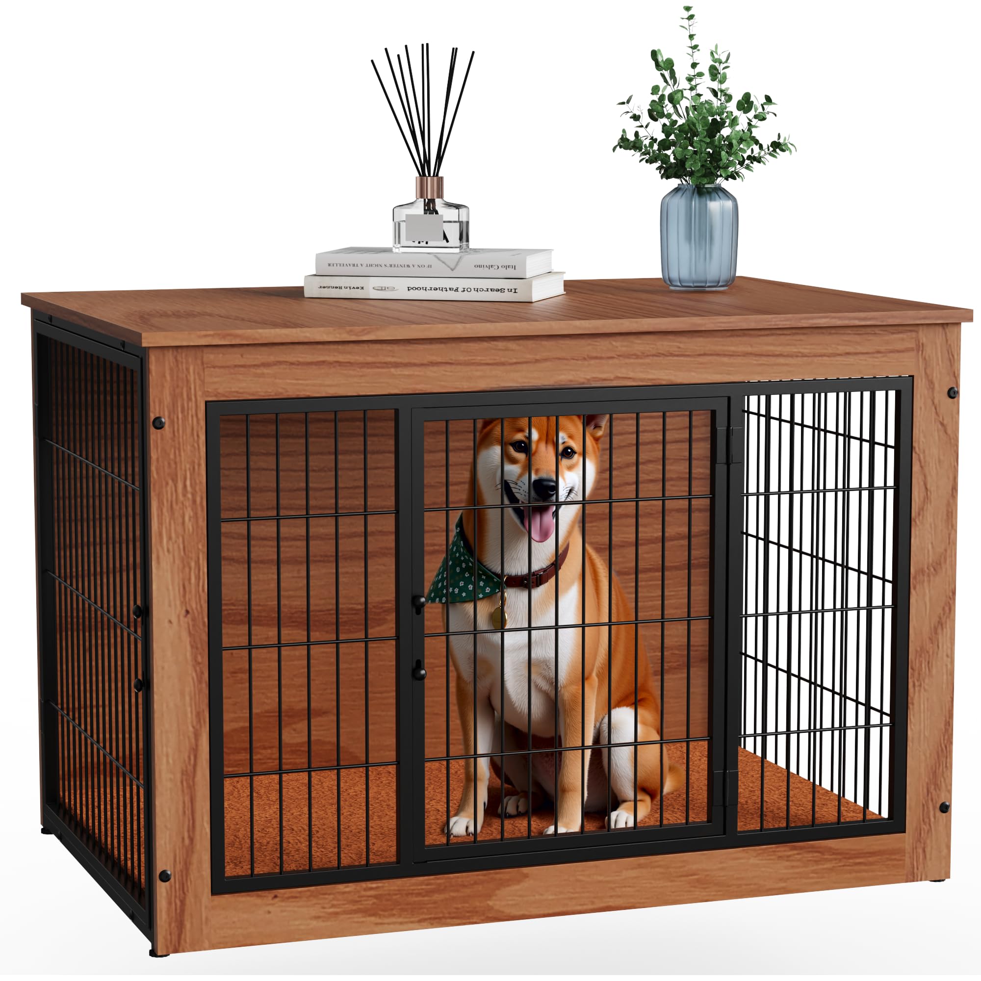 Rakuten - 犬 ケージ ペットケージ 木製 犬サークル 大中型犬用 サークル 室内 犬 ウッディサークル インテリア調 毛布付き 頑丈