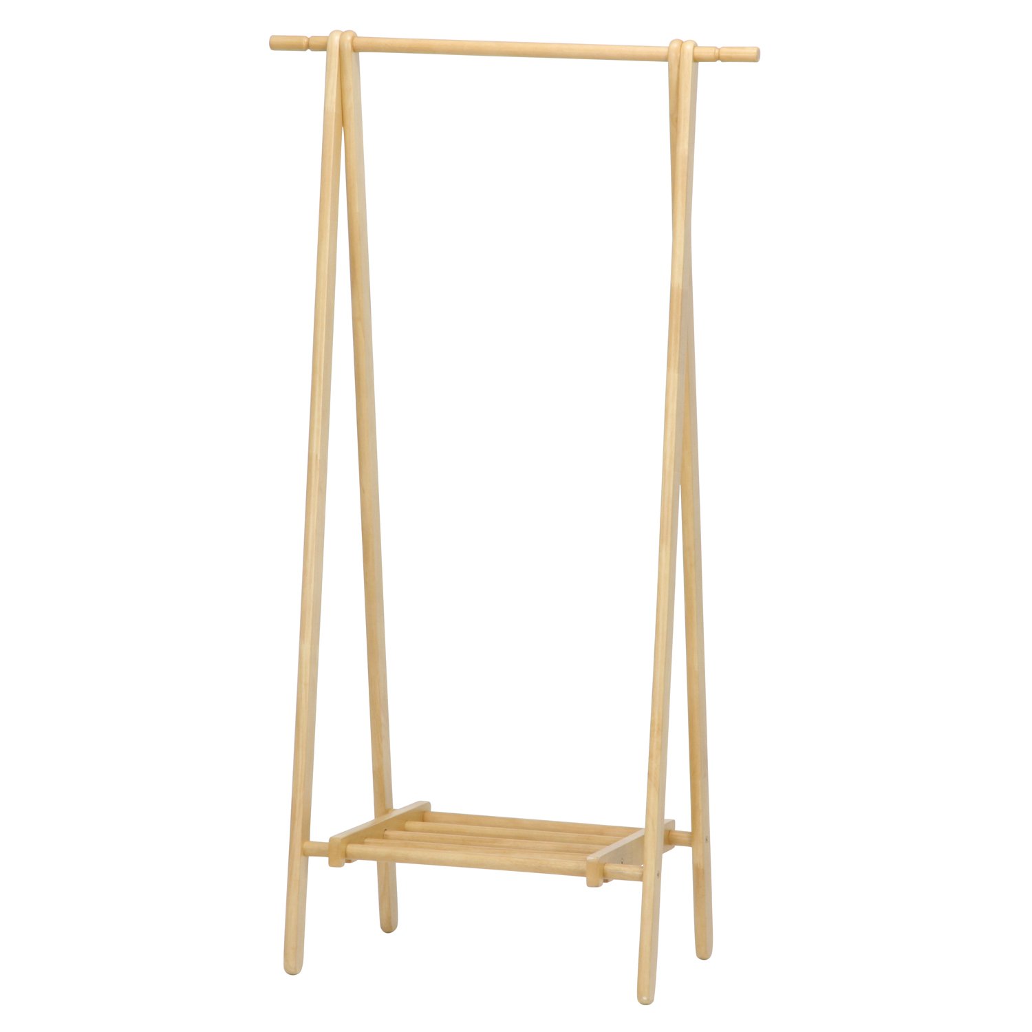 Rakuten - コートハンガー ハンガーラック スリム 木製 幅80×奥行45×高さ147.8cm ナチュラル 棚付き 玄関収納 天然木