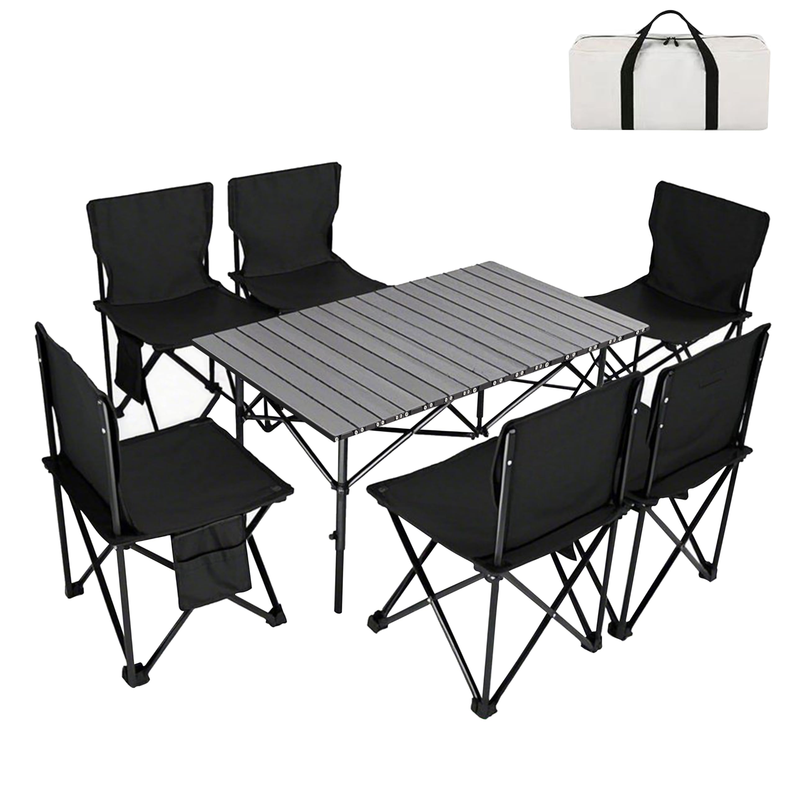 Rakuten - アウトドア テーブル チェア セット キャンプ テーブル57cm×95cm×50cm ピクニックテーブル 超軽量 折り畳み 組立簡単 収納バッグ付き