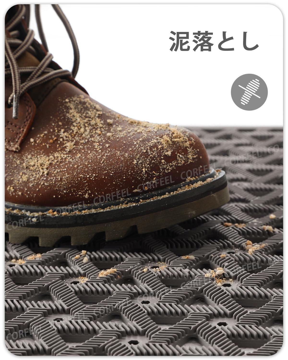玄関マット 屋外 泥落とし ドアマット 業務用 家庭用 (61x91cm, グレー)