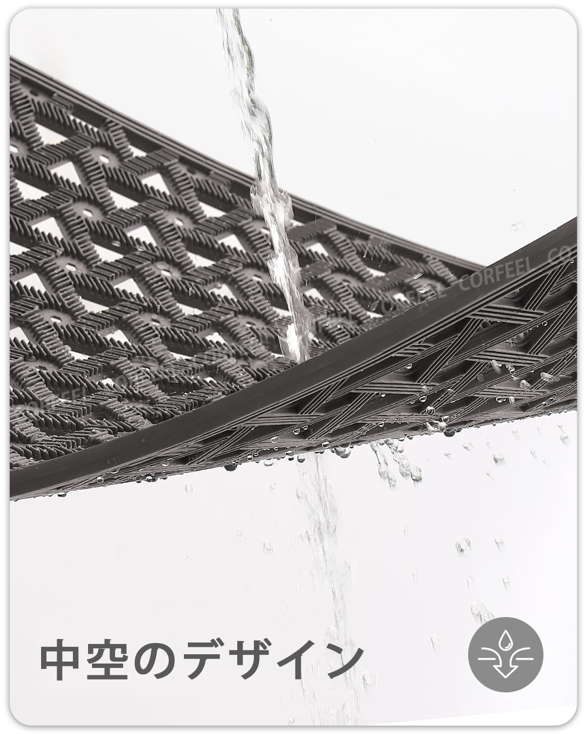 玄関マット 屋外 泥落とし ドアマット 業務用 家庭用 (61x91cm, グレー)