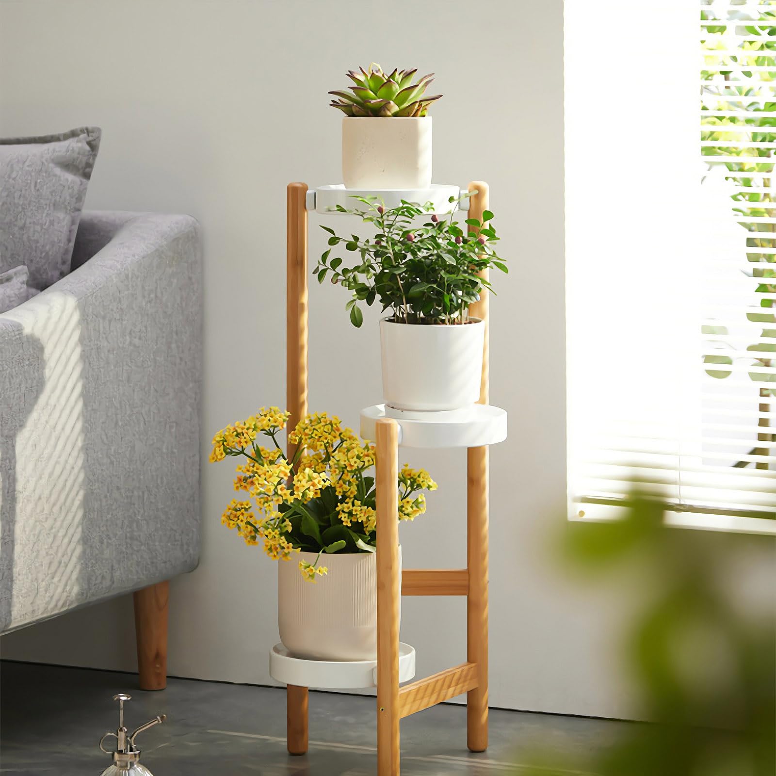 Rakuten - フラワースタンド 3段 フラワースタンド 室内 観葉植物 台 プランタースタンド 植物棚 室内外兼用 花台 木製 植木鉢 スタンド