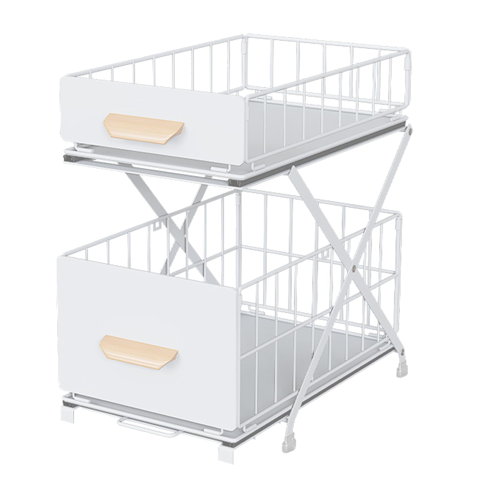 Rakuten - キッチン下収納 2段、スライド式収納ラック、シンク下 収納、幅26CM 奥行き40cm（ハンドル含む43.5cm）高さ32.5-43.5CM