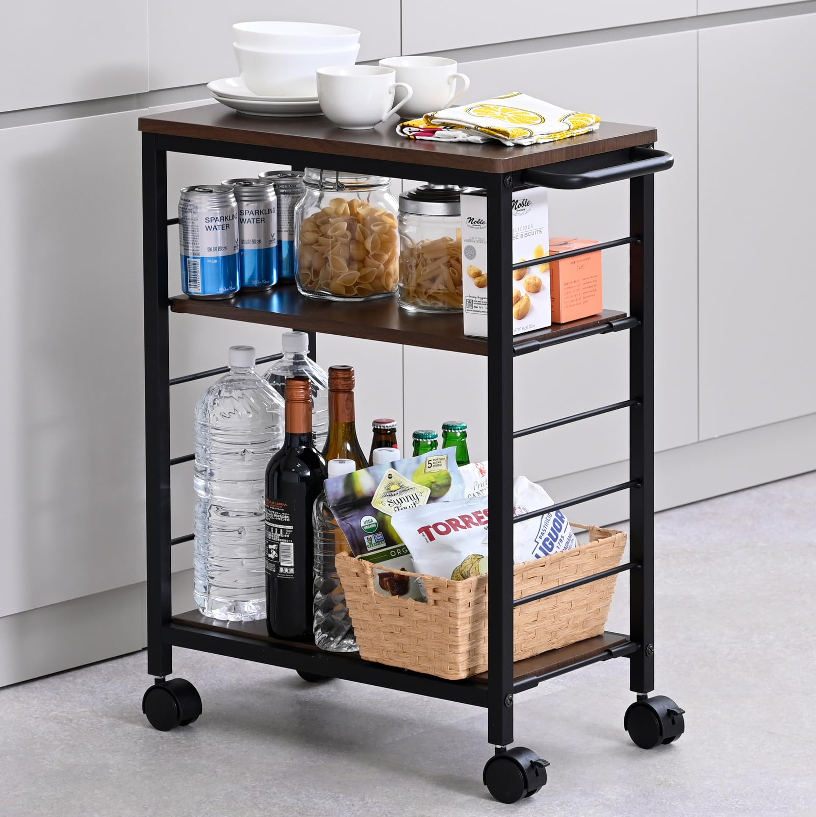 Rakuten - キッチンワゴン キャスター付き 3段 可動棚 キッチン 収納 耐荷重50kg デスクサイド ワゴン プリンターラック