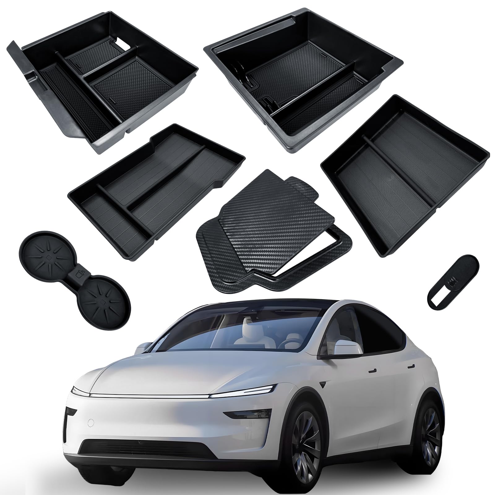 乐天商城 - 7 センターコンソールオーガナイザートレー 2025-2026年式 新型 Tesla Model Y Juniper 用 アームレスト内蔵引き出し収納ボックス