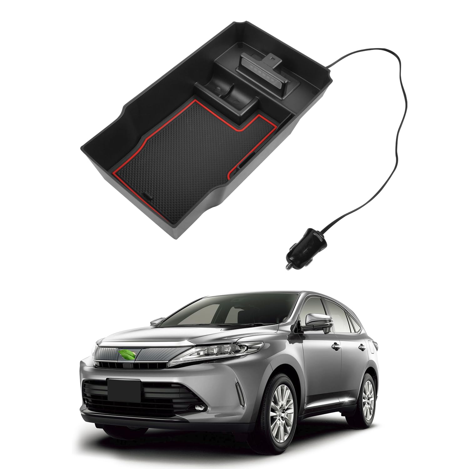 ハリアー 60系 に適合 内蔵型コンソールボックス Harrier H25.12～現行 2ポートUSB充電付き 車内収納ボ..