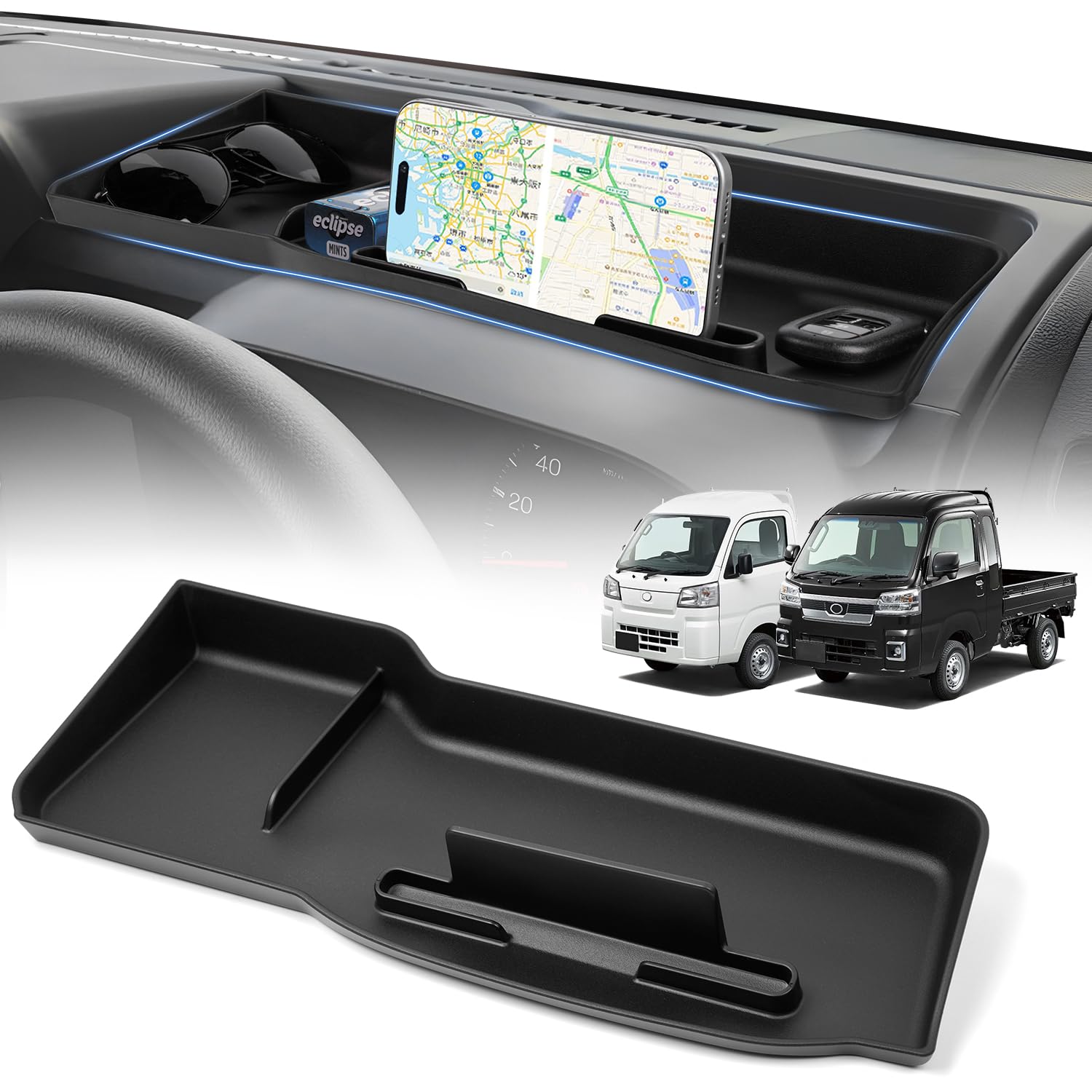 ダイハツ ハイゼットトラック S500P S510P 後期 専用 ダッシュボードトレイ 収納ボックス ハイゼットジャンボ 3Dトレイ 携帯ホルダー