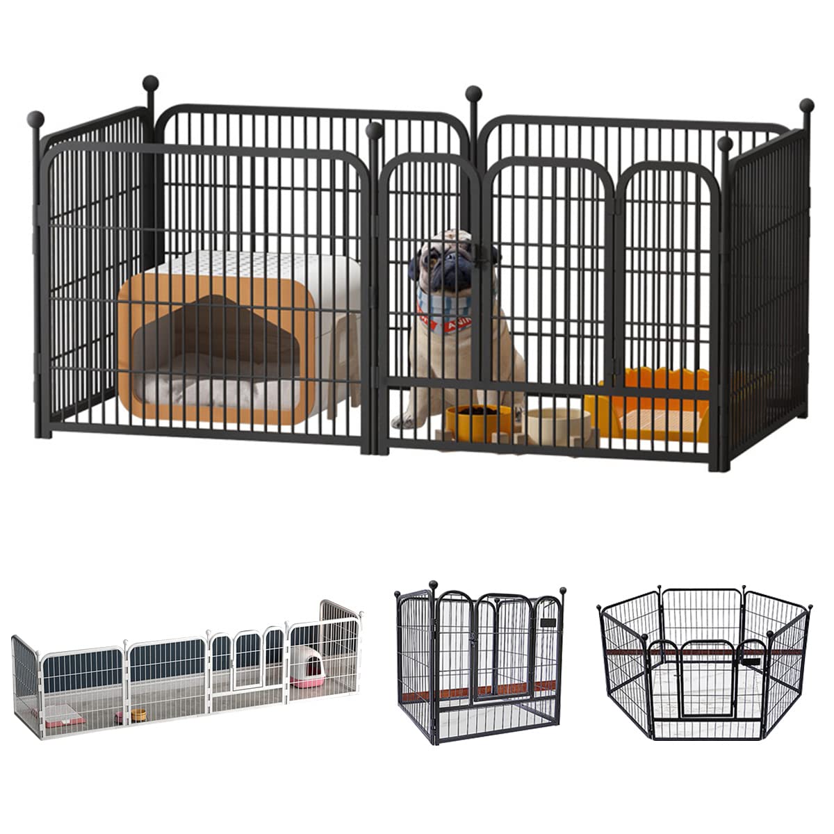 Rakuten - ペットフェンス 犬フェンス ペットサークル 小型犬 中型犬 猫用 室内 室外兼用 ドア付き 折りたたみ式 工具不要 簡単組み立て 接続式