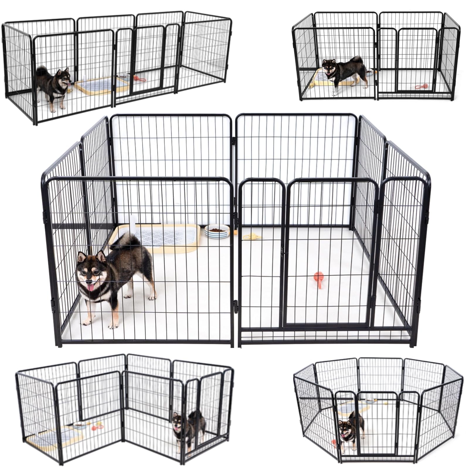 Rakuten - ペットサークル 中大型犬用 スチール製 犬 ケージ 犬用フェンス コンパクト 組立簡単 複数連結可能 室内室外兼用 組み替えOK