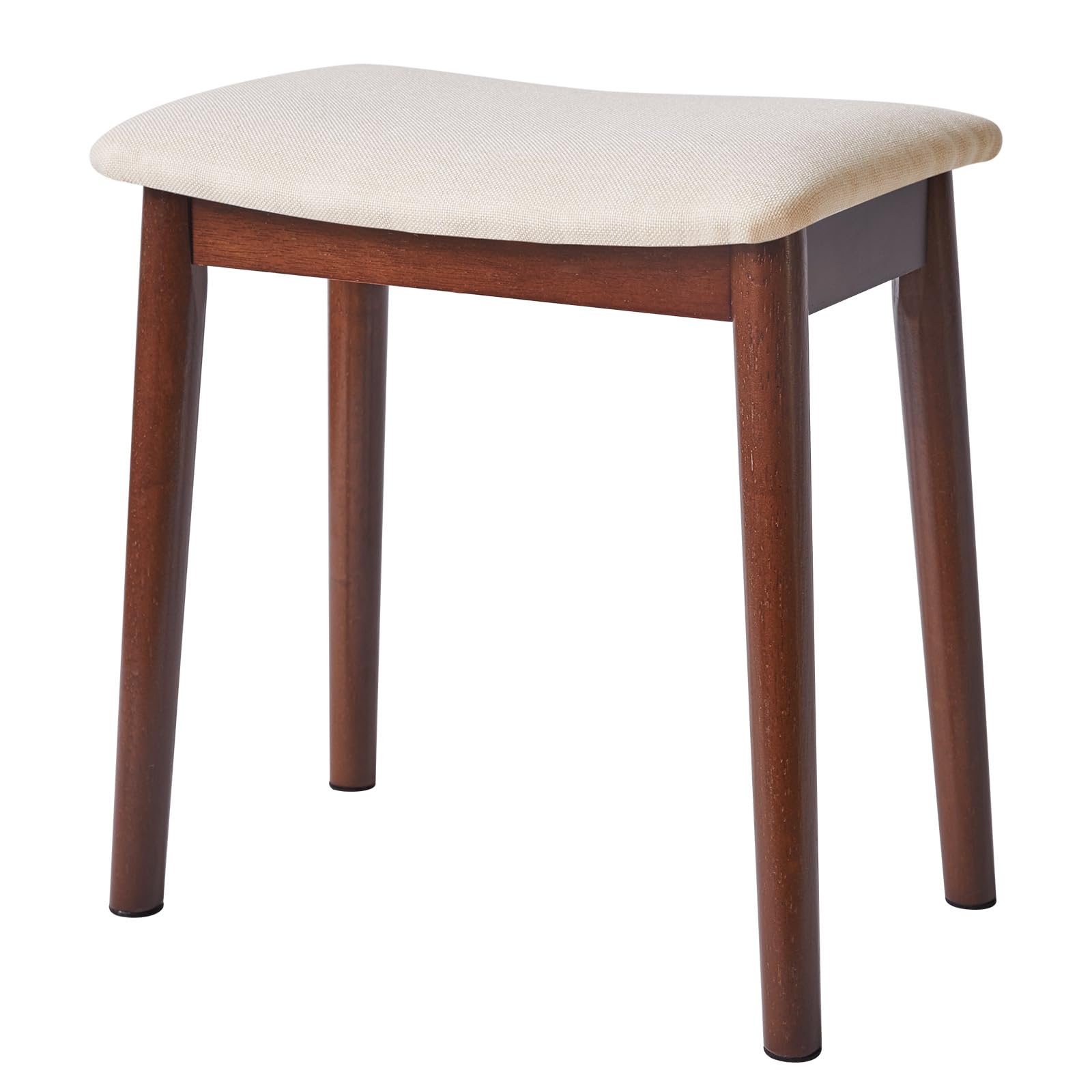 Western Furniture - サドルスツール 無垢材リネン ダイニングチェア 腰掛け化粧椅子 玄関用 ブラウンベージュ 28X43X45CM
