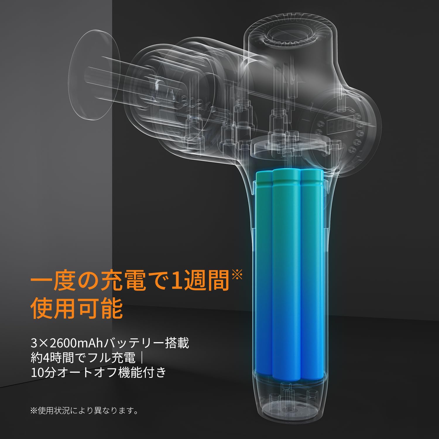 renos楽天市場店の3 筋膜リリースガン 「2025モデル」強力 12mm振幅 革新的な圧力センサー 振動レベル5段階 人気 7種類のアタッチメント｜アングル3