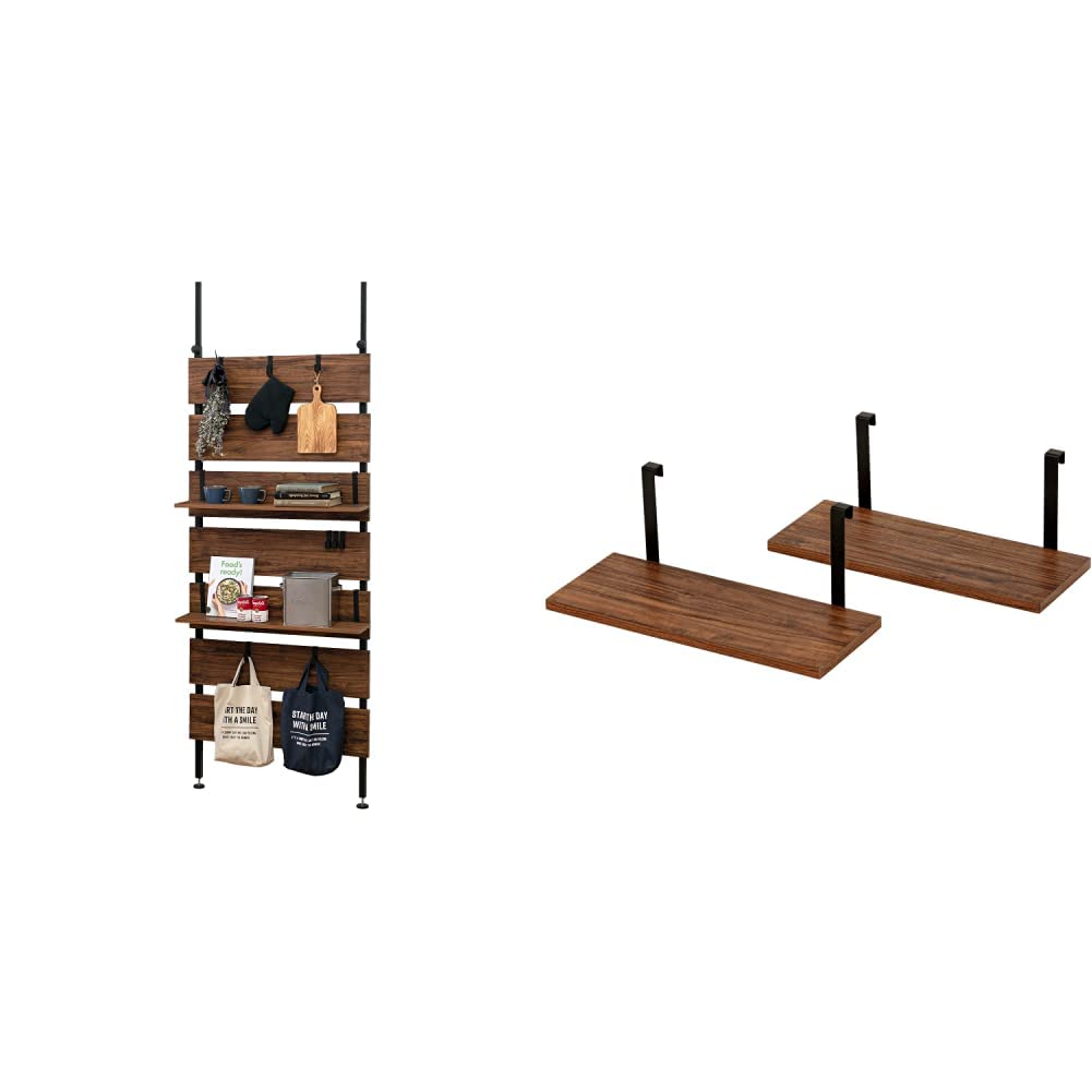 商品(左): 【本体サイズ】:(約)幅80×奥行21.5×高さ200~265cm商品(左): 【DIYや工事による穴あけ不要! 】賃貸でも安心な天井と床を使った突っ張り式なので、デッドスペースの有効活用が女性一人でも簡単にできます。商品(左): 【付け替えができる2枚の棚板】お好きな場所に引っ掛けて設置できる棚板が2枚付属。商品(左): 工具なしで簡単に位置が変更できます。商品(右): 【商品サイズ】:(約)幅40×奥行17.5×高さ15cm商品(右): 【備考】:追加可能な枚数は商品1台につき棚板2枚まで(既存の棚板枚数は除く)商品(右): ブランド: 萩原商品(左): 【本体サイズ】:(約)幅80×奥行21.5×高さ200~265cm 商品(左): 【DIYや工事による穴あけ不要! 】賃貸でも安心な天井と床を使った突っ張り式なので、デッドスペースの有効活用が女性一人でも簡単にできます。 商品(左): 【付け替えができる2枚の棚板】お好きな場所に引っ掛けて設置できる棚板が2枚付属。 商品(左): 工具なしで簡単に位置が変更できます。 商品(右): 【商品サイズ】:(約)幅40×奥行17.5×高さ15cm 商品(右): 【備考】:追加可能な枚数は商品1台につき棚板2枚まで(既存の棚板枚数は除く) 商品(右): ブランド: 萩原商品情報 詳細情報 色 &lrm;ブラウン×ブラック サイズ &lrm;幅80 付属品 &lrm;フック, 棚板 撥水加工 &lrm;パウダーコーティング 棚板枚数 &lrm;2