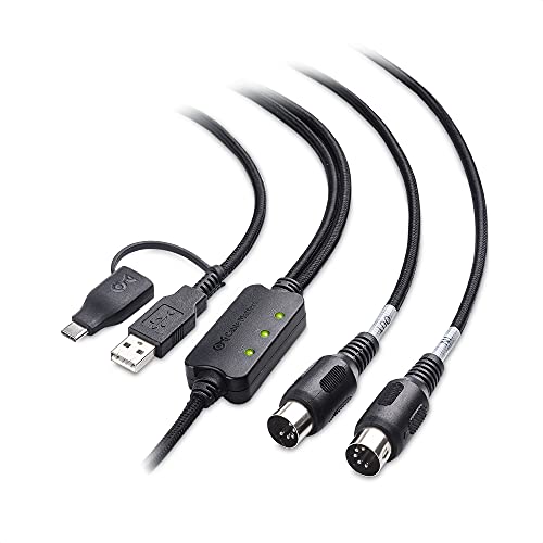 Cable Matters MIDI USB 変換ケーブル - 2m、MIDI ケーブル USBA/USBC、5-Pin DIN、ブラック