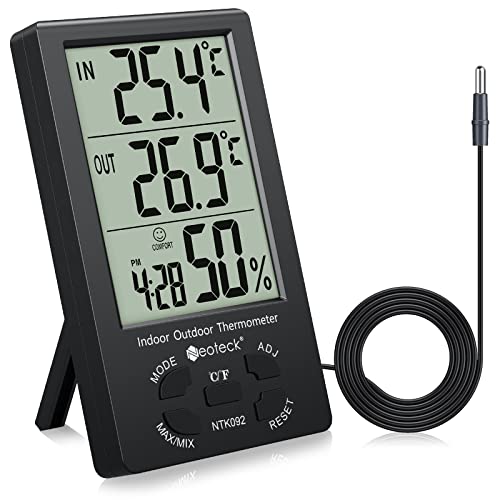 Neoteck 温湿度計 精度± 1℃ センサー LCDデジタル 室内外温度 室内湿度 温度計 湿度計 置き掛け両用 温湿度測定 家庭用 熱中症予防